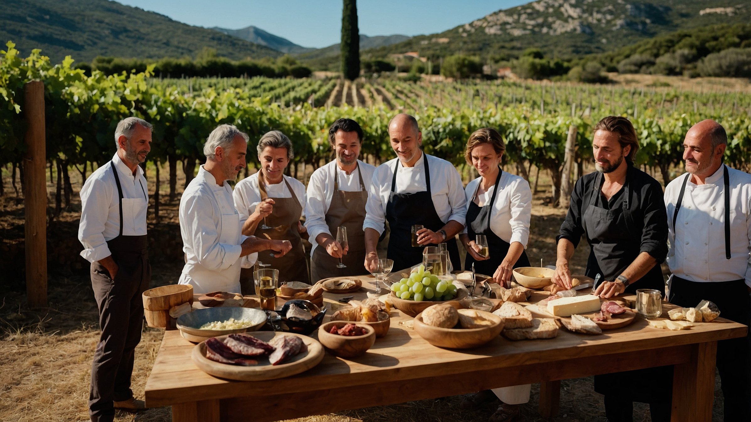 Dégustation de vins et de charcuterie corse dans un restaurant d’hôtel.