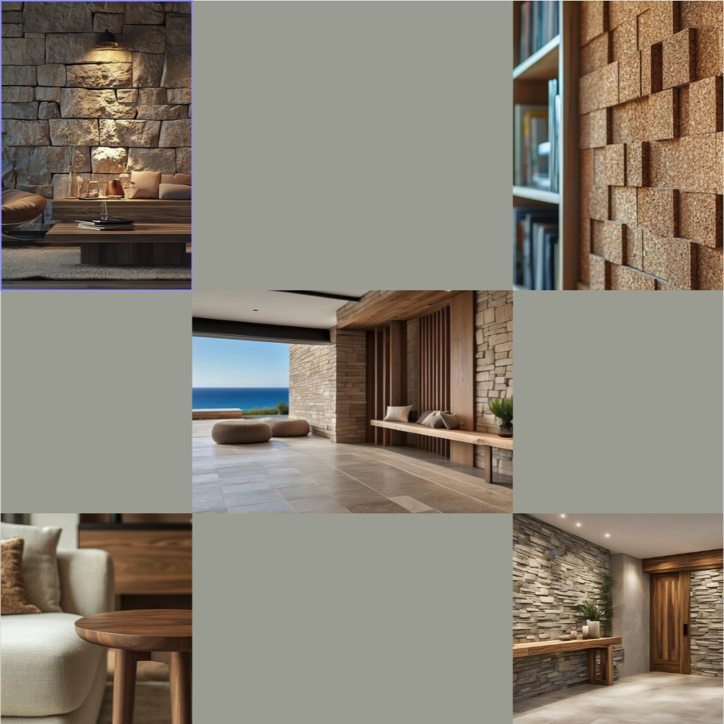 Intérieur avec murs en pierre naturelle, bois brut et liège pour une ambiance authentique corse