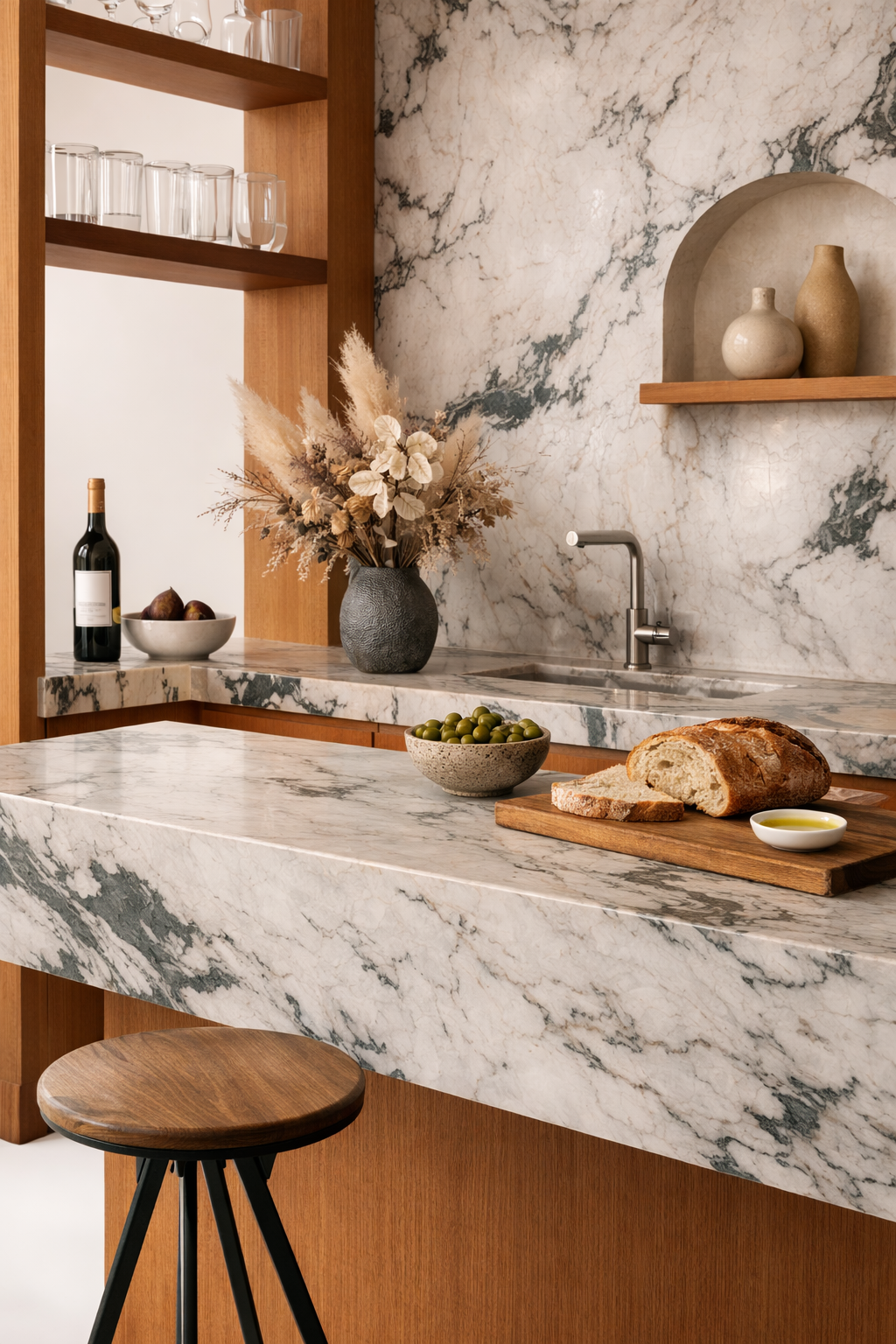 Cuisine contemporaine en pierre naturelle – architecture intérieure (copie)