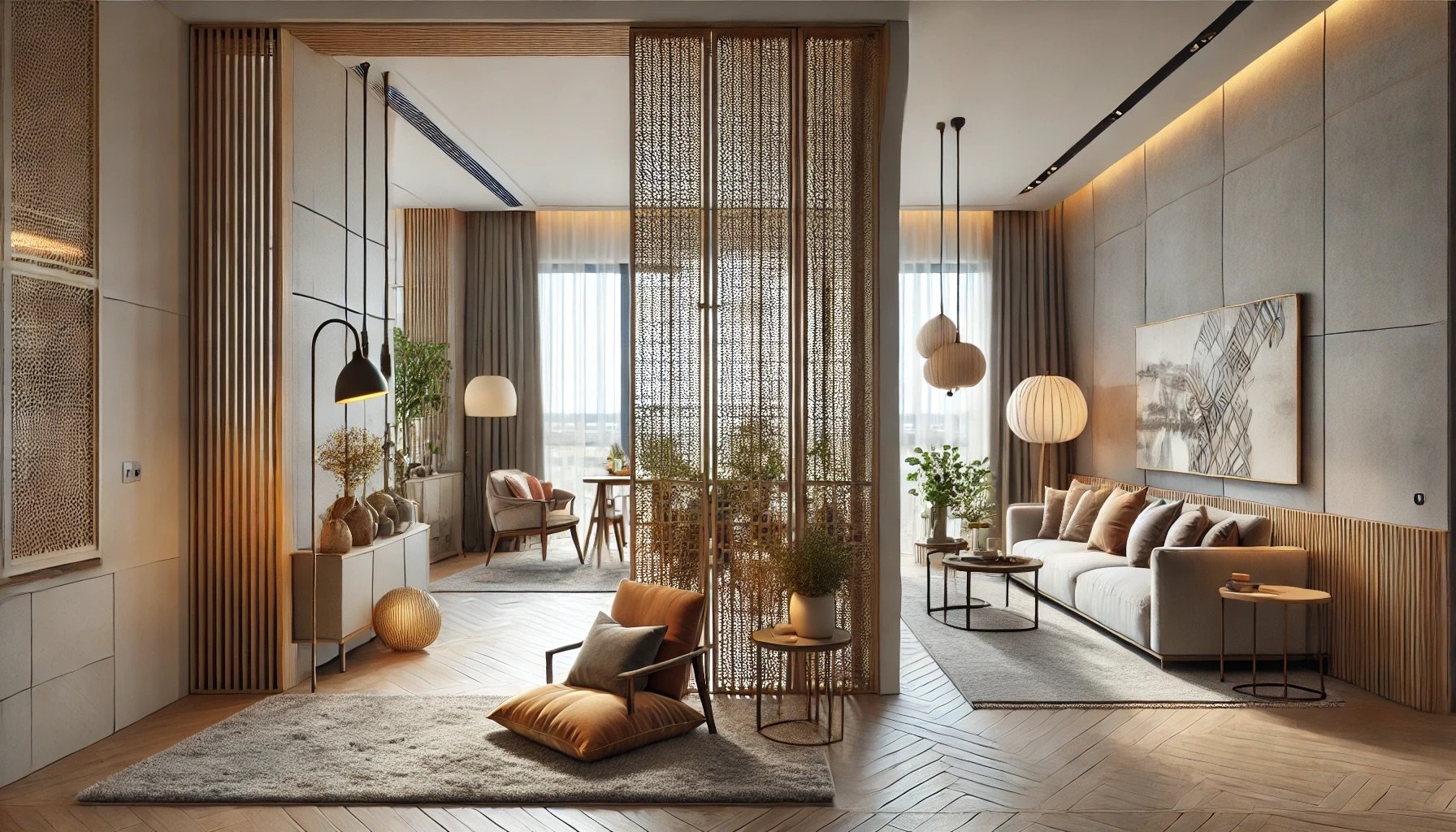 Salle de séjour avec verrière et plantes d’intérieur