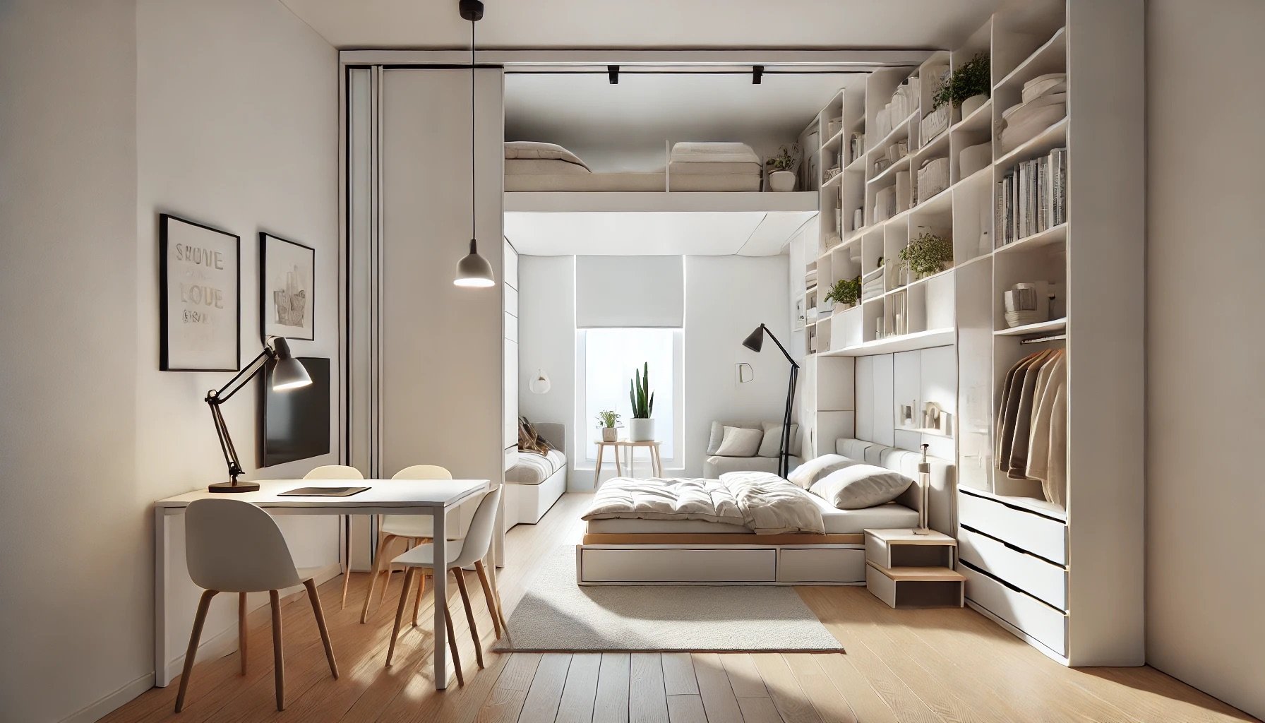 Chambre multifonctionnelle avec espace de travail intégré