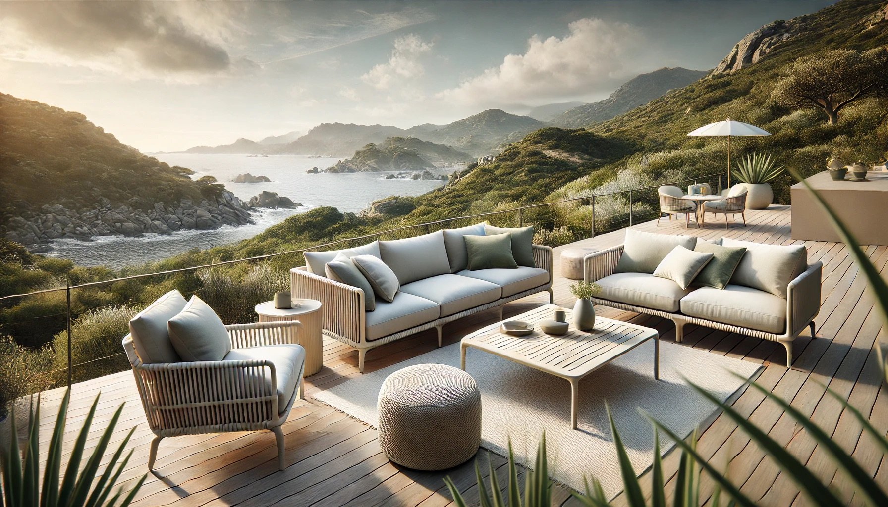 Terrasse avec vue panoramique sur les montagnes corses