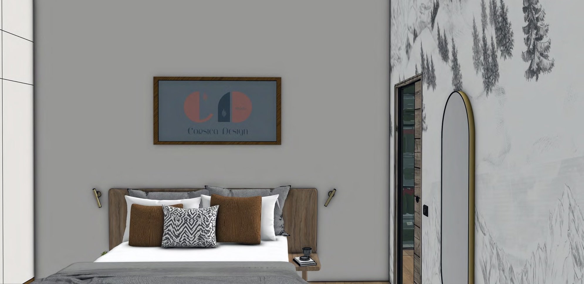 vue 3d plan de la chambre par Corsica Design architecte