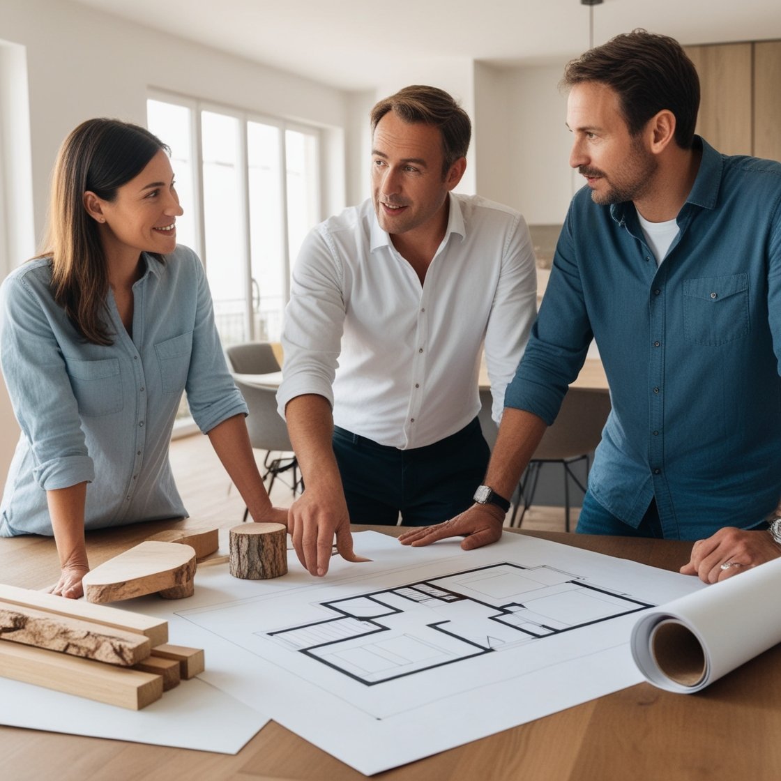 Réunion d’équipe pour planifier un projet de rénovation