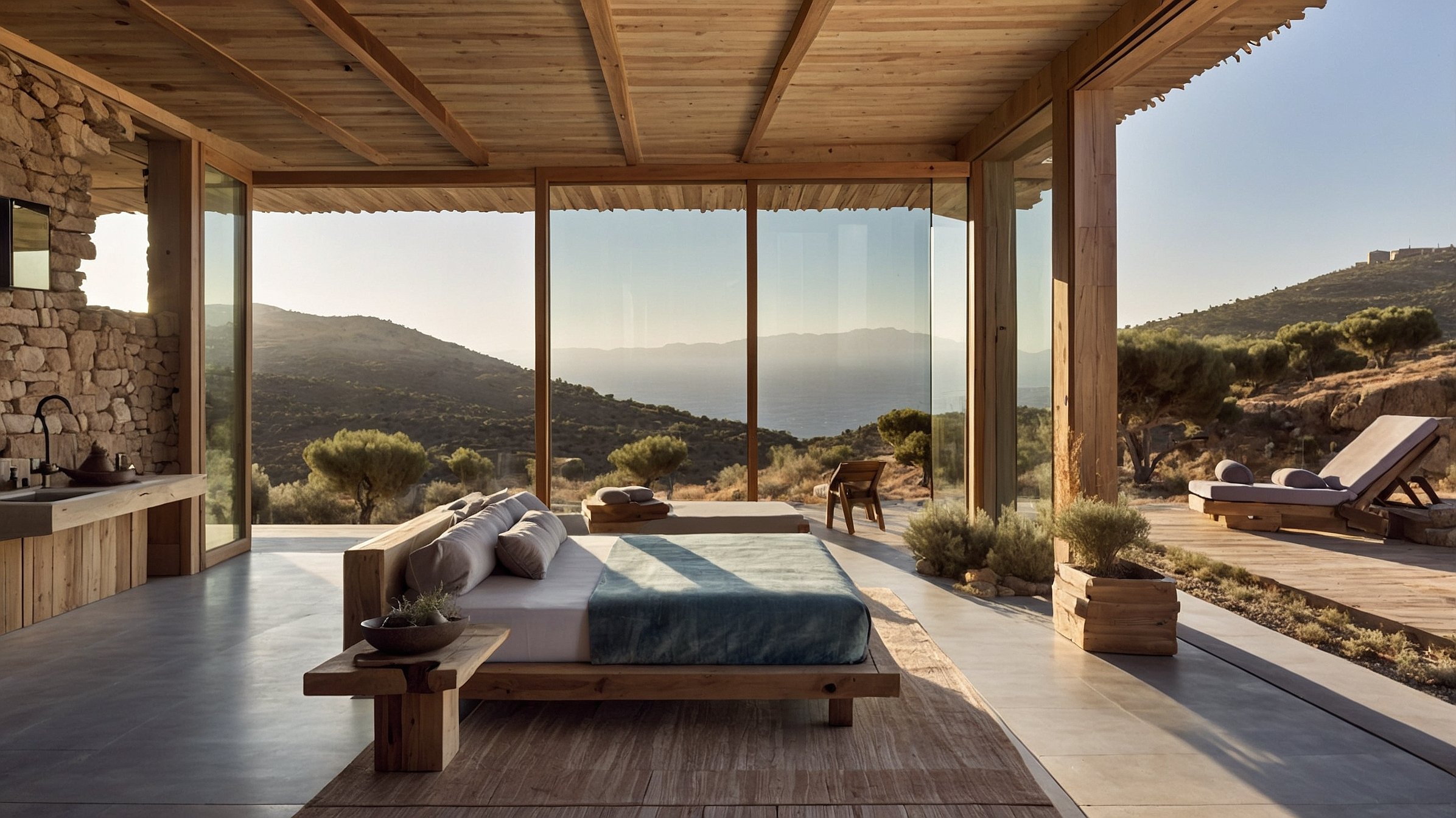 Vue panoramique depuis un intérieur ouvert