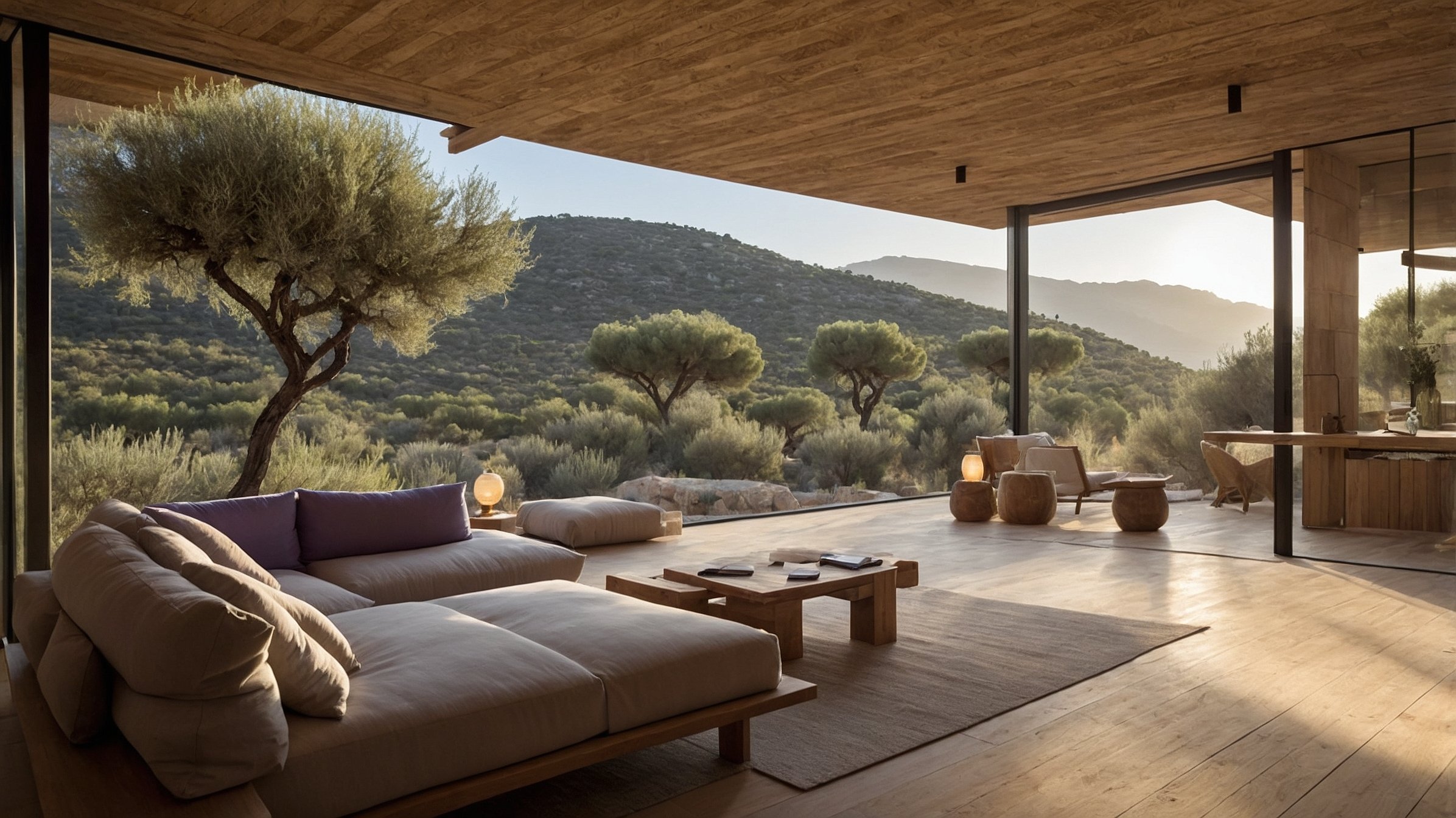 Coin lounge avec vue sur le maquis