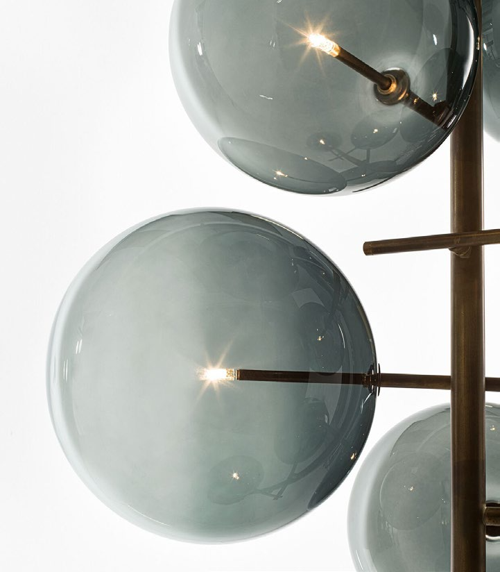 GALLOTTI&RADICE BOLLE STELO Lampadaire LED en cristal soufflé - Designer Massimo Castagna
